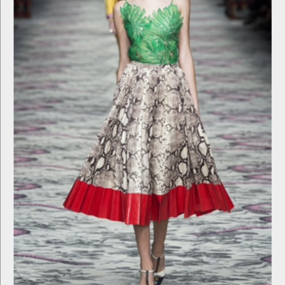 Gucci Printed Python Leather Skirt - image 2